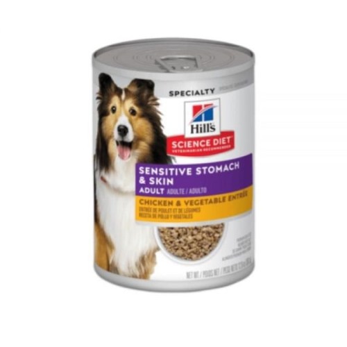 힐스 사이언스 다이어트 독 어덜트 센시티브 스토막&스킨 치킨&야채 앙트레 캔 363g