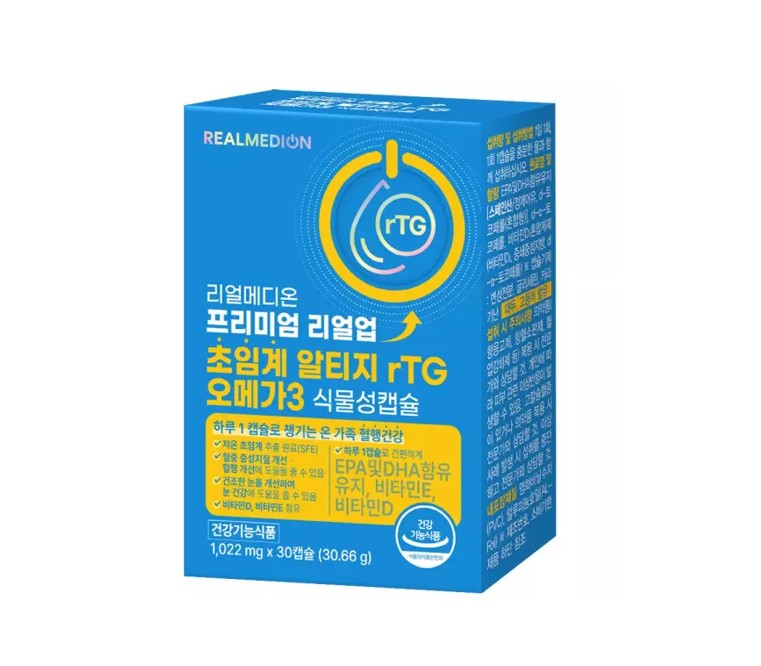 리얼메디온 프리미엄 리얼업 초임계 알티지 오메가3 식물성캡슐 30캡슐