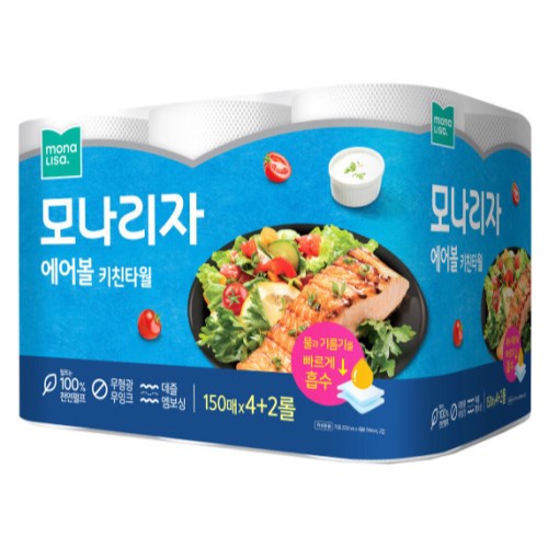 모나리자 에어볼 키친타월 150매 (6입)