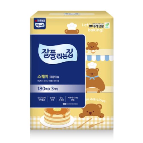  잘풀리는집 스퀘어 미용티슈 180매 (3입) [2팩(6입)]