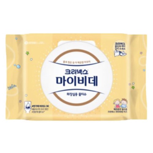 크리넥스 마이비데 키즈 화장실용 물티슈 캡형 42매