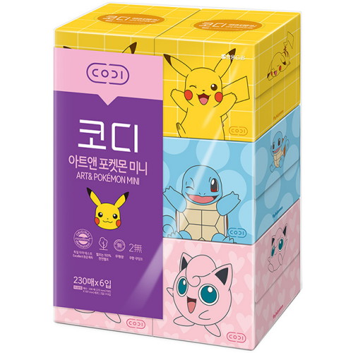 코디 아트앤 포켓몬 미니 미용티슈 230매 (6입)
