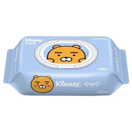 크리넥스 X 카카오프렌즈 수앤수 실키소프트 라이언 물티슈 캡형 80매