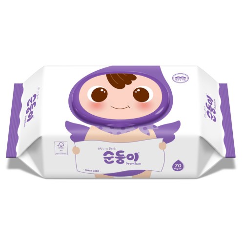 순둥이 프리미엄 엠보싱 물티슈 캡형 70매