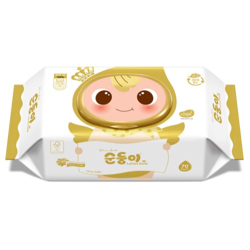  순둥이 로하스 골드 물티슈 캡형 70매 [8팩]