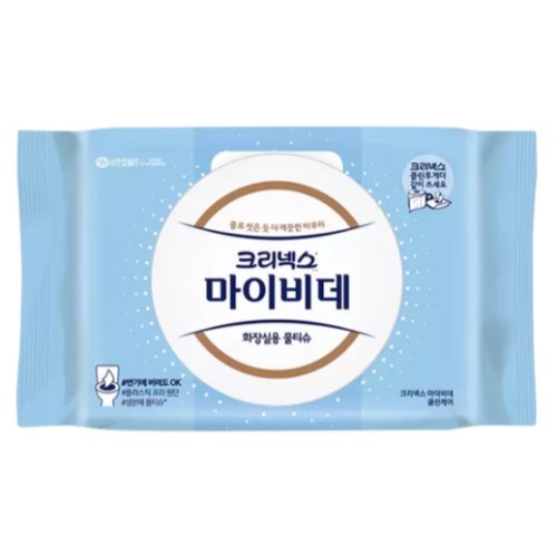 크리넥스 마이비데 클린케어 화장실용 물티슈 캡형 60매
