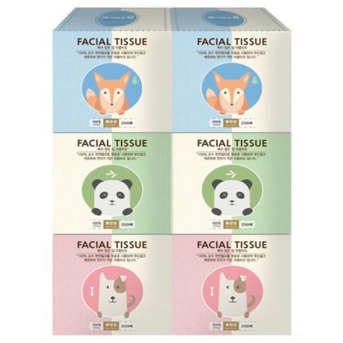 복이많은집 미니 미용티슈 250매 (6입)