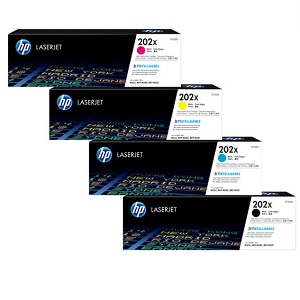 Lot De 4 Cartouches Toner HP 202X Haute Capacité, Couleurs Et Noir, Neuves
