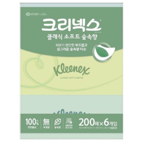 크리넥스 클래식 소프트 숲속향 미용티슈 200매 (6입)