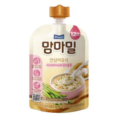 매일유업 맘마밀 안심이유식 아스파라거스와 닭가슴살 100g