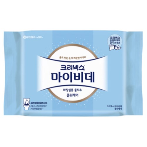 크리넥스 마이비데 클린케어 화장실용 물티슈 리필형 46매