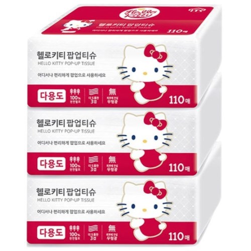헬로키티 팝업티슈 레드 110매 (3입)