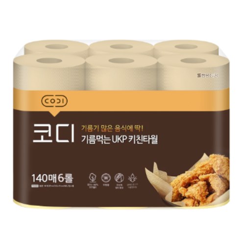 코디 기름먹는 UKP 키친타월 140매 (6입)