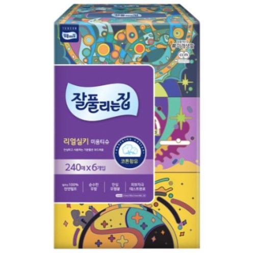 잘풀리는집 리얼실키 미용티슈 240매 (6입)