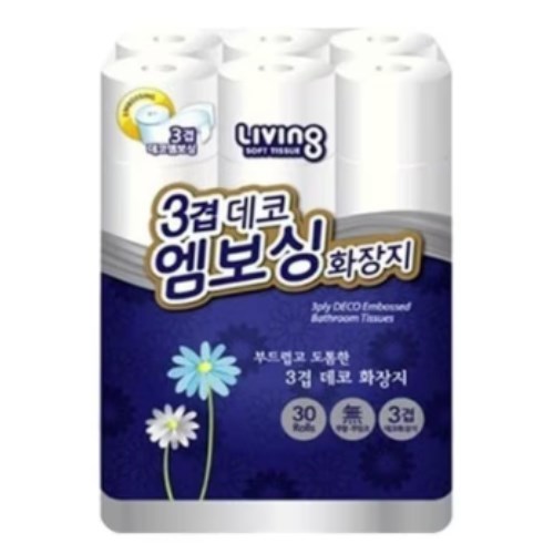 리빙 3겹 데코 엠보싱 화장지 30m (30롤)