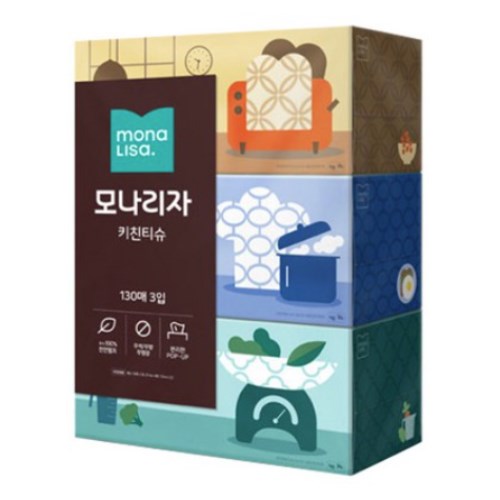  모나리자 키친티슈 130매 (3입) [4팩(12입)]