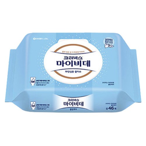 크리넥스 마이비데 클린케어 화장실용 물티슈 캡형 46매