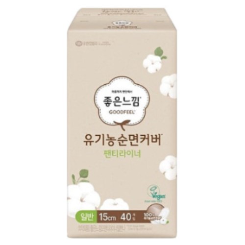 좋은느낌 유기농 순면커버 팬티라이너 일반 40개