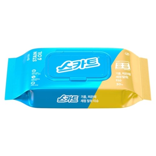 유한킴벌리 스카트 기름,찌든 때 세정 탈취 티슈 캡형 30매