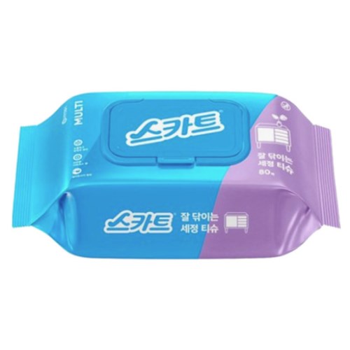 유한킴벌리 스카트 잘 닦이는 세정 티슈 캡형 80매