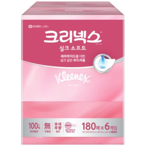 크리넥스 실크소프트 플러스 미용티슈 180매 (6입)