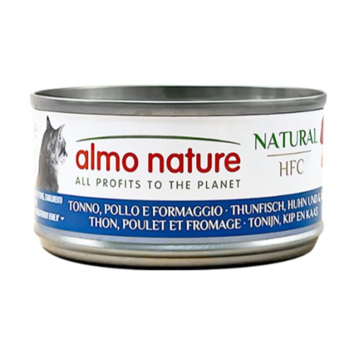 알모네이쳐 HFC 내츄럴 참치와 닭고기와 치즈 캔 70g