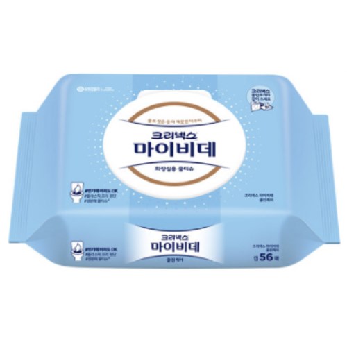 크리넥스 마이비데 클린케어 화장실용 물티슈 캡형 56매