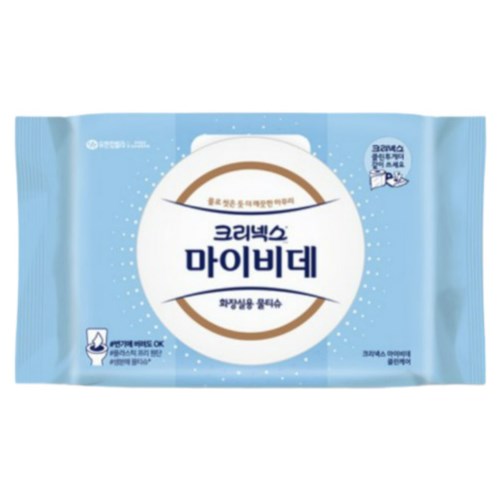 크리넥스 마이비데 클린케어 화장실용 물티슈 캡형 80매