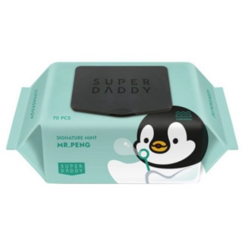 슈퍼대디 미스터펭 시그니처 민트 물티슈 캡형 70매