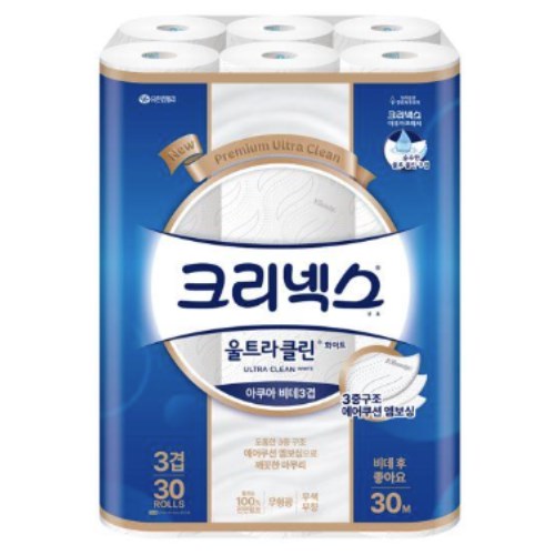 크리넥스 울트라 클린 화이트 아쿠아 비데3겹 30m (30롤)