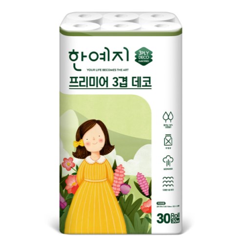  한예지 프리미어 3겹 데코 30m (30롤) [5팩]