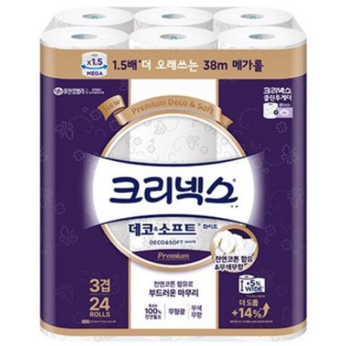 크리넥스 데코 앤 소프트 화이트 38m (24롤)