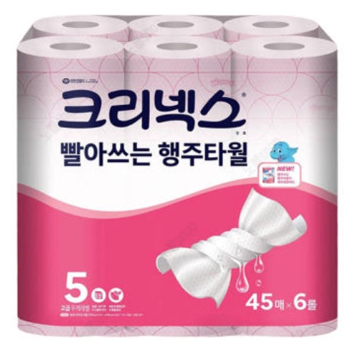 크리넥스 빨아쓰는 행주타월 45매 (6입)