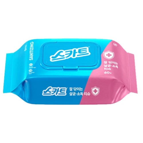 스카트 잘 닦이는 살균 소독 티슈 캡형 60매