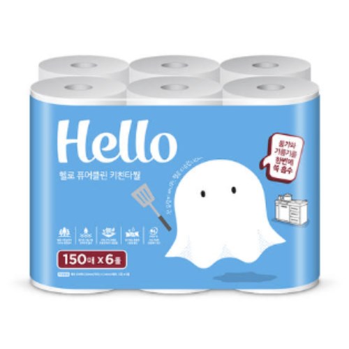 헬로 퓨어클린 키친타월 150매 (6입)