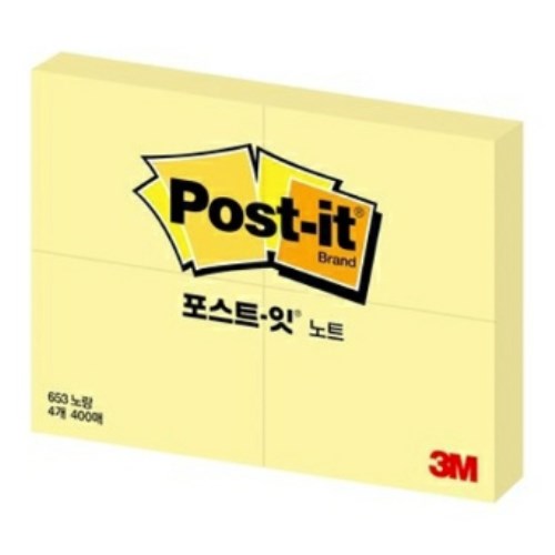 3M 포스트잇 노트 653-4 노랑[1개]