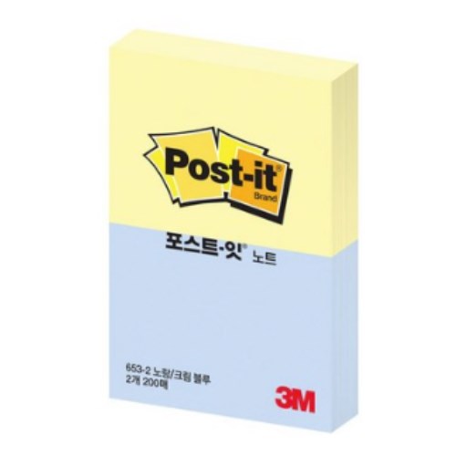 3M 포스트잇 노트 653-2 노랑/크림블루 [1개]