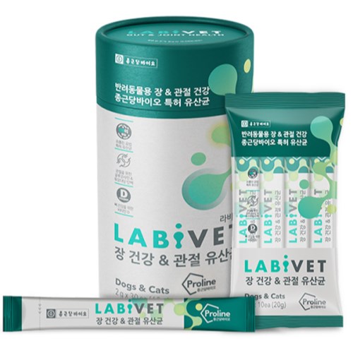 종근당 라비벳 장 건강&관절 유산균 60g (2g x 30p)