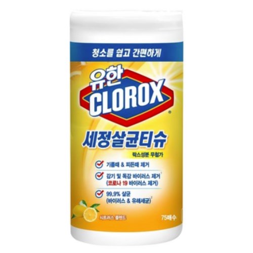 유한크로락스  세정살균티슈 시트러스 블렌드 캡형 75매