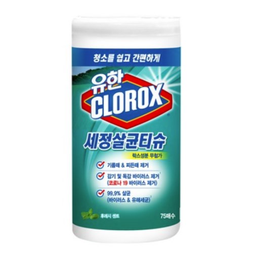 유한크로락스  세정살균티슈 후레시 센트 캡형 75매