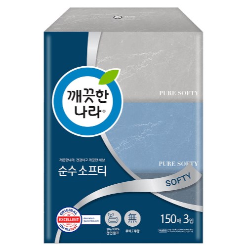 깨끗한나라 순수 소프티 미용티슈 150매 (3입)*10팩 + 키친타월 100매 (4입) 세트