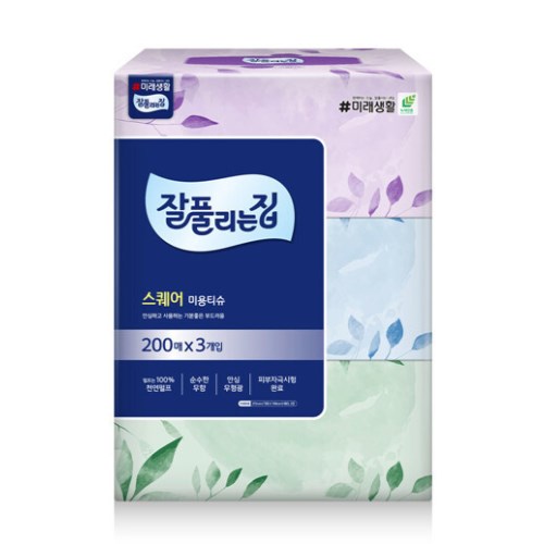 잘풀리는집 스퀘어 미용티슈 200매 (3입)