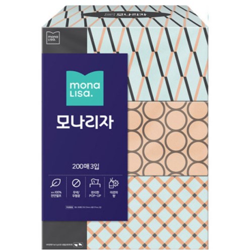 모나리자 미용티슈 200매 (3입)