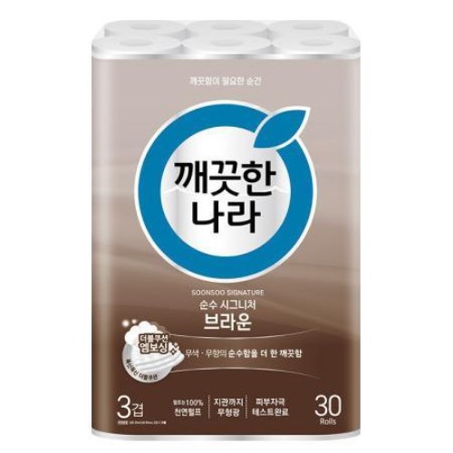  깨끗한나라 순수 시그니처 브라운 30m (30롤) [2팩]