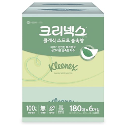 크리넥스 클래식 소프트 숲속향 미용티슈 180매 (6입)