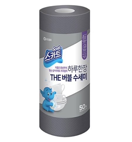유한킴벌리 스카트 하루한장 THE 버블 수세미 그레이 50매