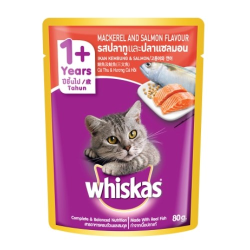 위스카스 고등어와 연어 파우치 80g