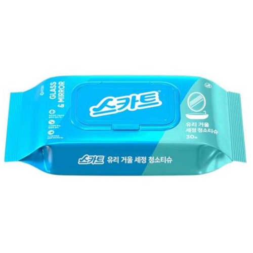 유한킴벌리 스카트 유리 거울 세정 청소티슈 캡형 30매