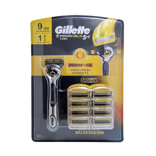 질레트  퓨전 프로쉴드 파워 옐로우 + 면도날