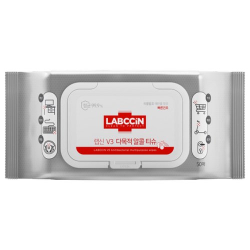 애경 랩신 V3 다목적 알콜 티슈 캡형 50매